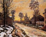 Road at Louveciennes, Melting Snow, Sunset